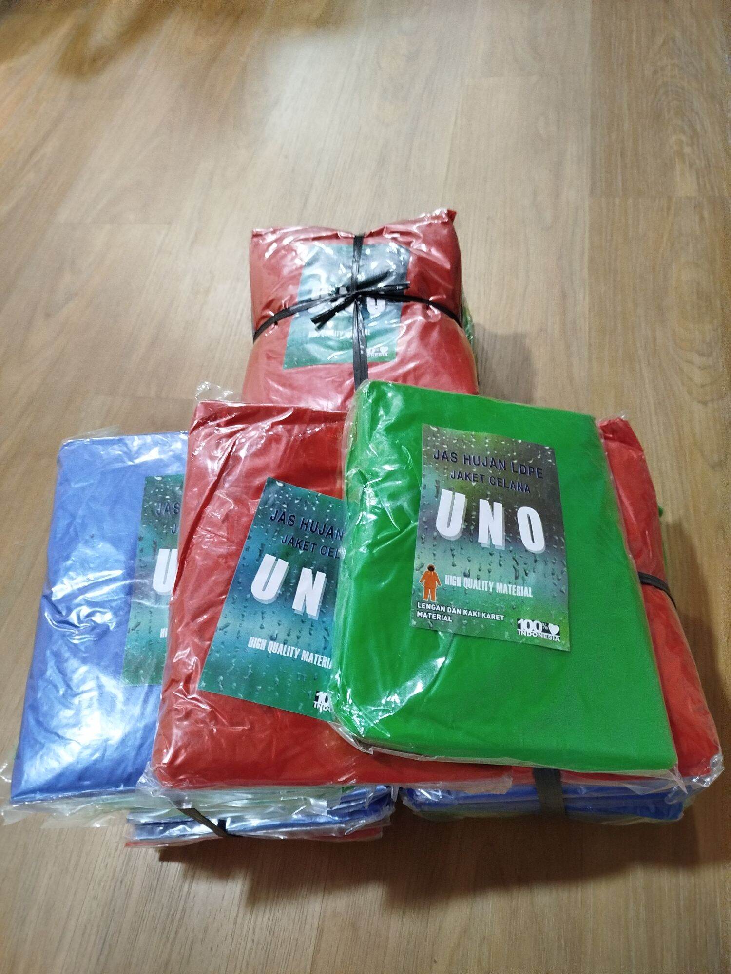 Setelan Jas Hujan Plastik LDPE Superr Tebal UNO Paket Lusin Harga 90,000 rupiah*Gratis Ongkir