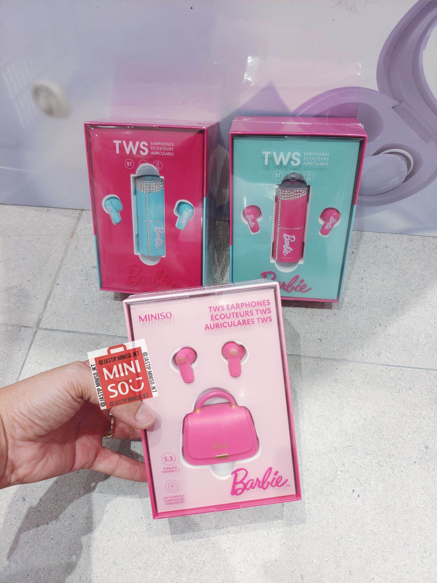 MINISO x BARBIE 🆕 TWS Earphones BARBIE SHINING Collection (BAG