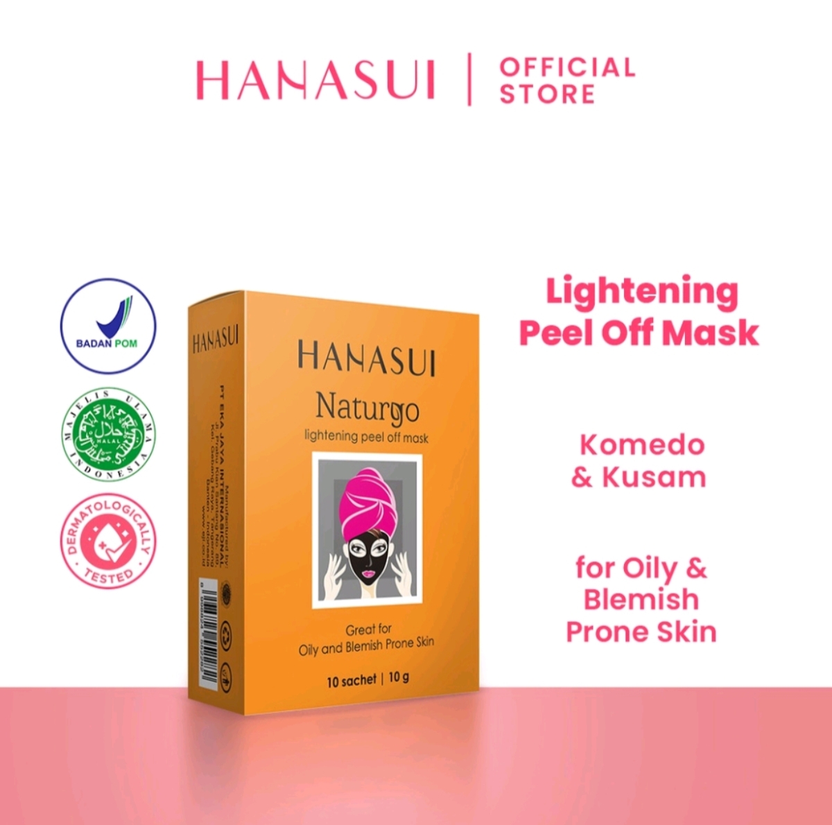 Hanasui Naturgo Lightening Peel Off Mask Black 10 Gr 1 Box Isi 10