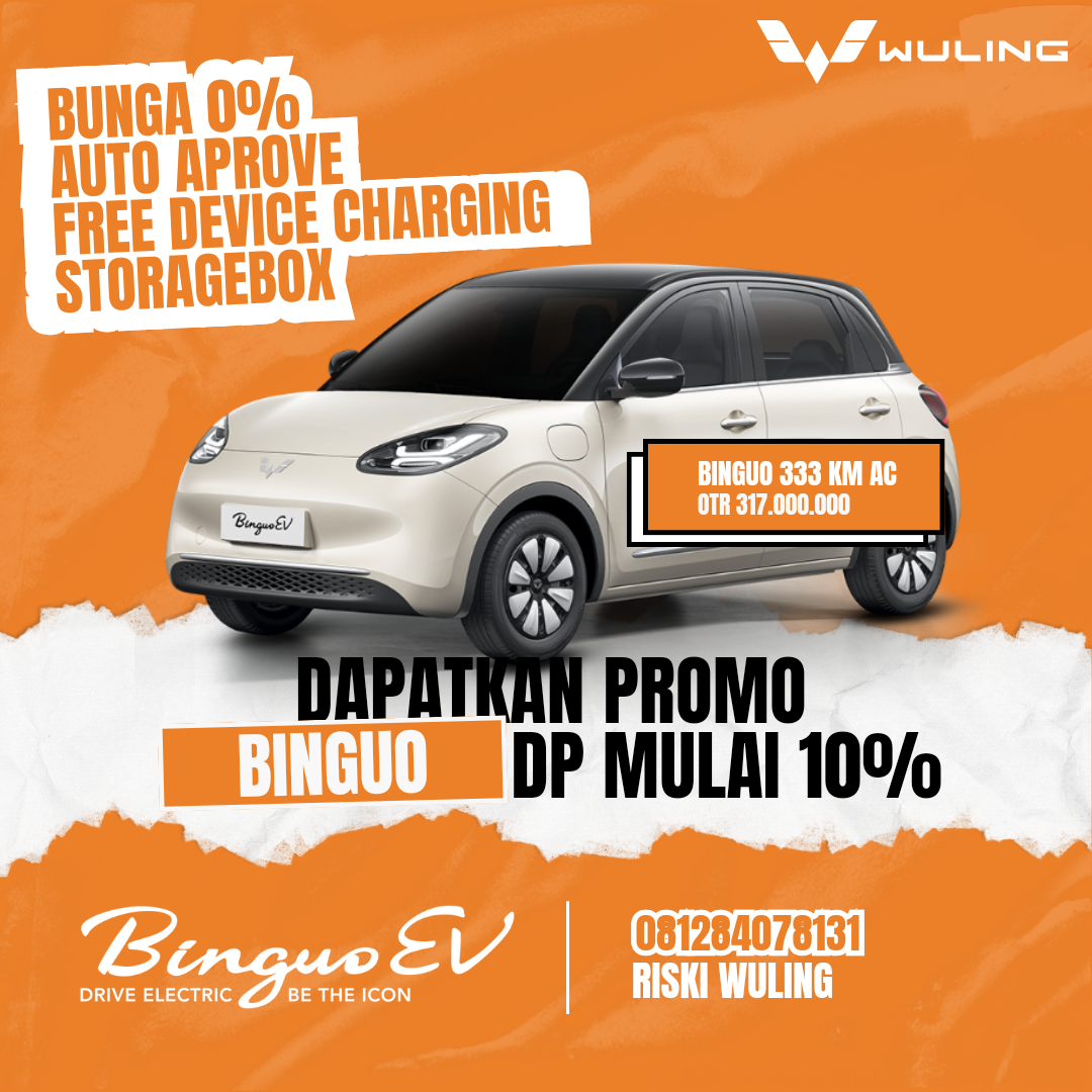 Terlaris Wuling Binguo EV 333 AC Lifetime Waranty Harga 31,700,000 rupiah*Gratis Ongkir