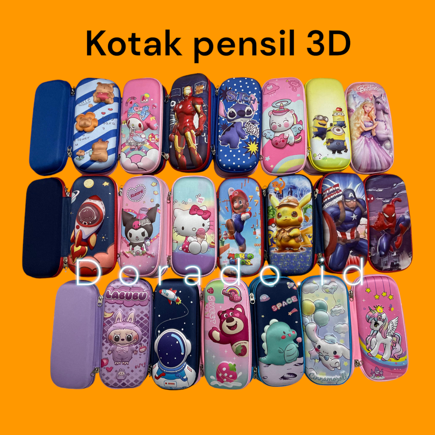 Tempat pensil kotak pensil 3D Karakter