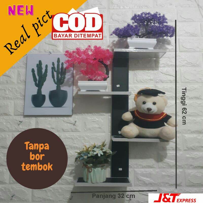 Rak kosmetik cermin kaca dinding gantung aesthetic serbaguna