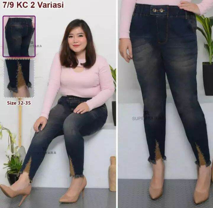 celana jeans wanita 7/9 street jumbo 32 