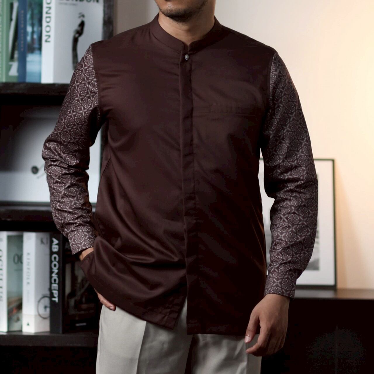 Combination shirt long sleeve Diamon button. Harga 190,000 rupiah*Gratis Ongkir