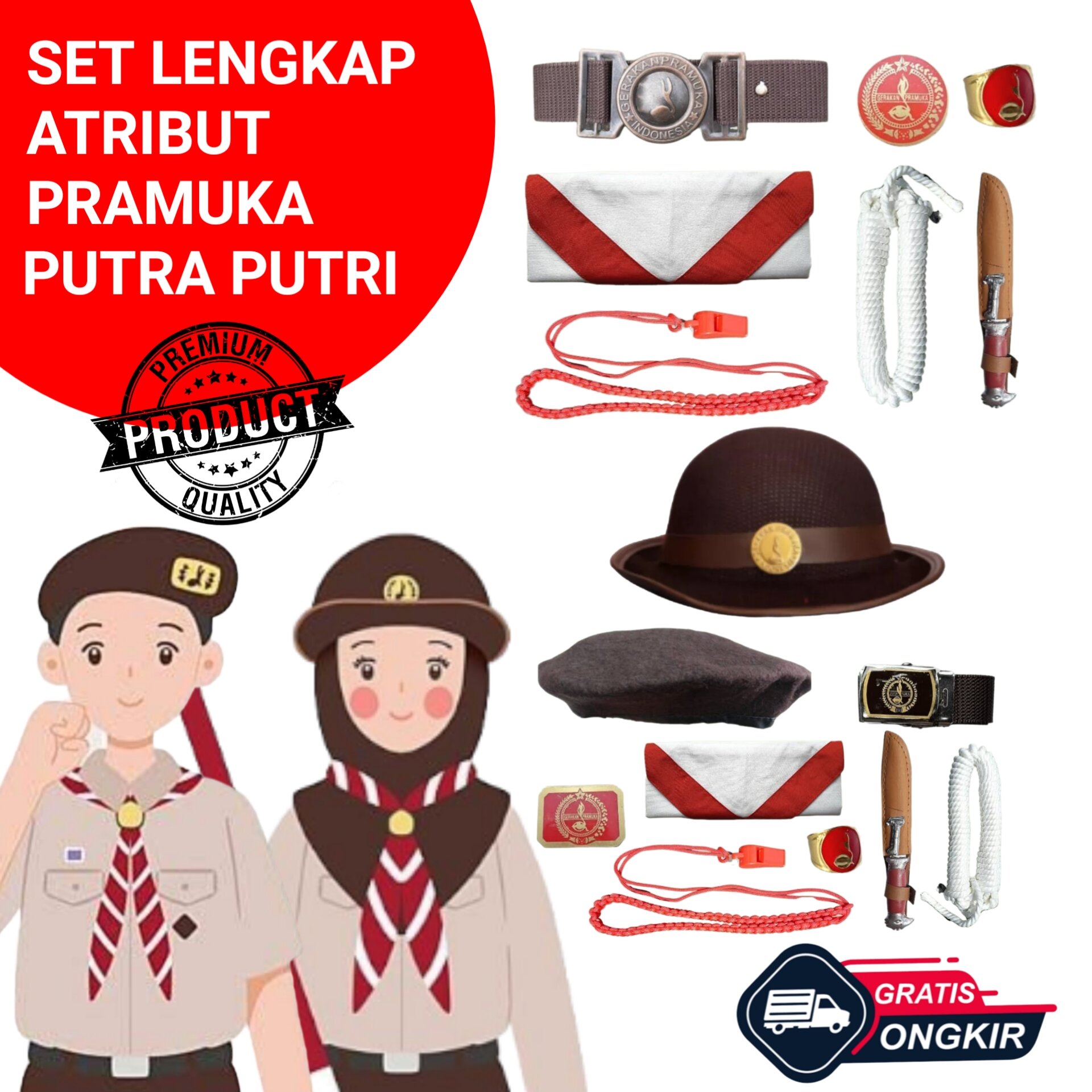 atribut pramuka lengkap sd / set lengkap atribut pramuka perempuan laki ...
