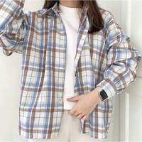 Atasan Wanita Kemeja Flanel Wanita Kotak Kotak Oversize Best Seller