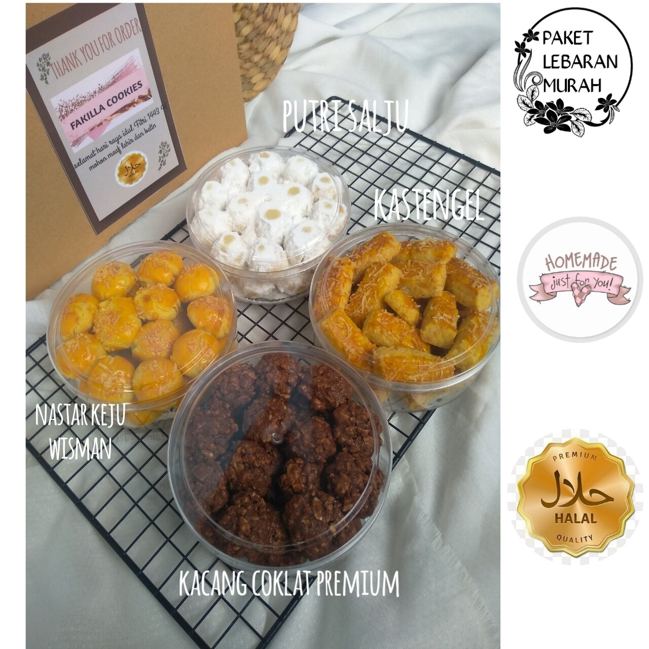 paket 4 jenis kue kering premium lebaran toples 250gr