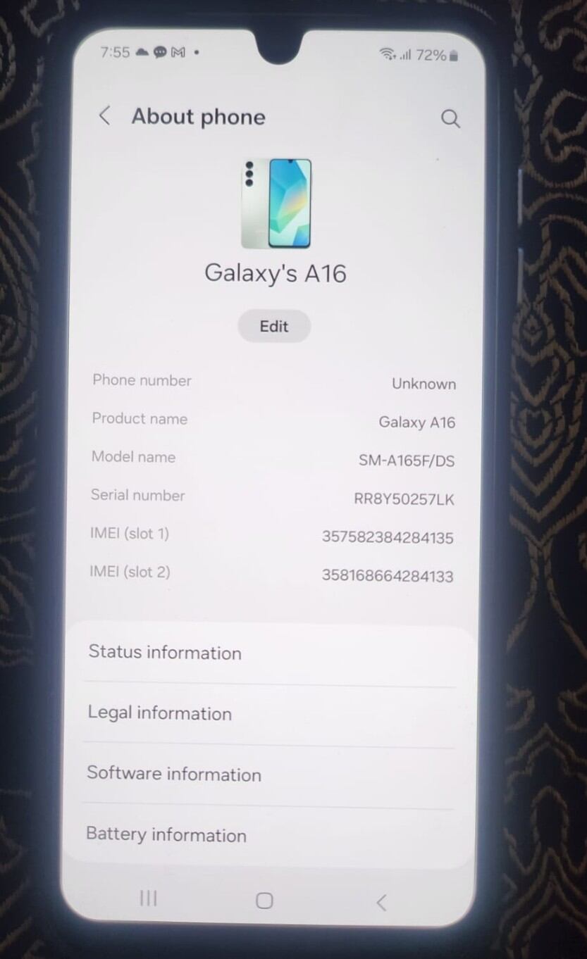 Samsung A16 8/128 good condition like new. Bonus tempered glass and fast Ori charger7 case-used Harga 1,800,000 rupiah*Gratis Ongkir