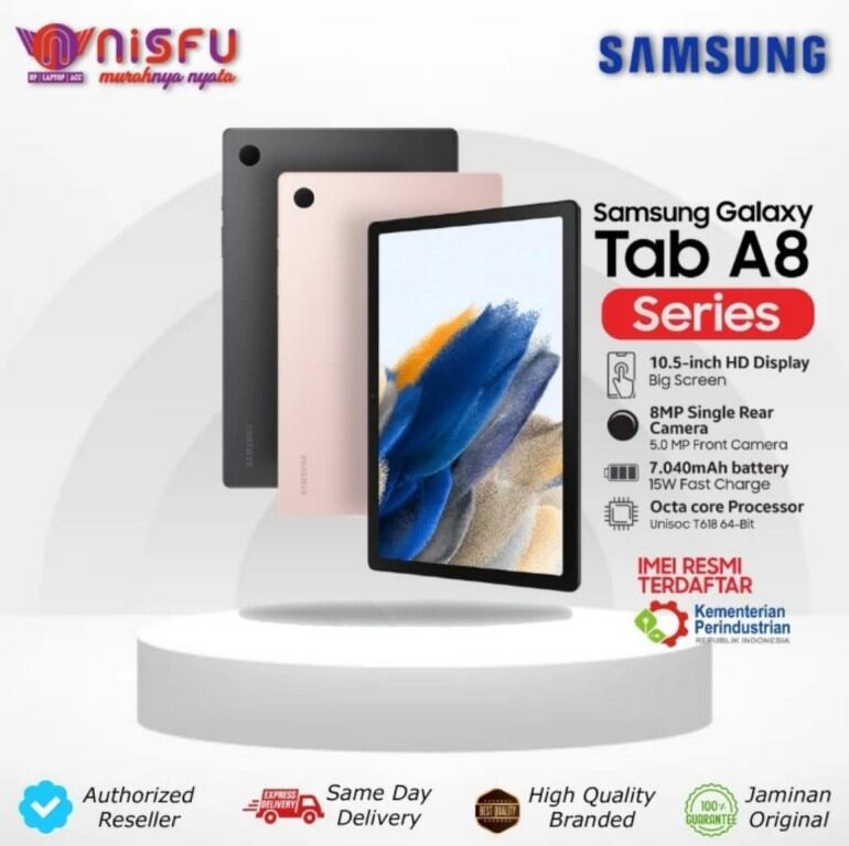 Samsung Tab A8 LTE 4/128GB - 10,5 inch Display - 15W Fast Charger Harga  4,799,000 rupiah*Gratis Ongkir