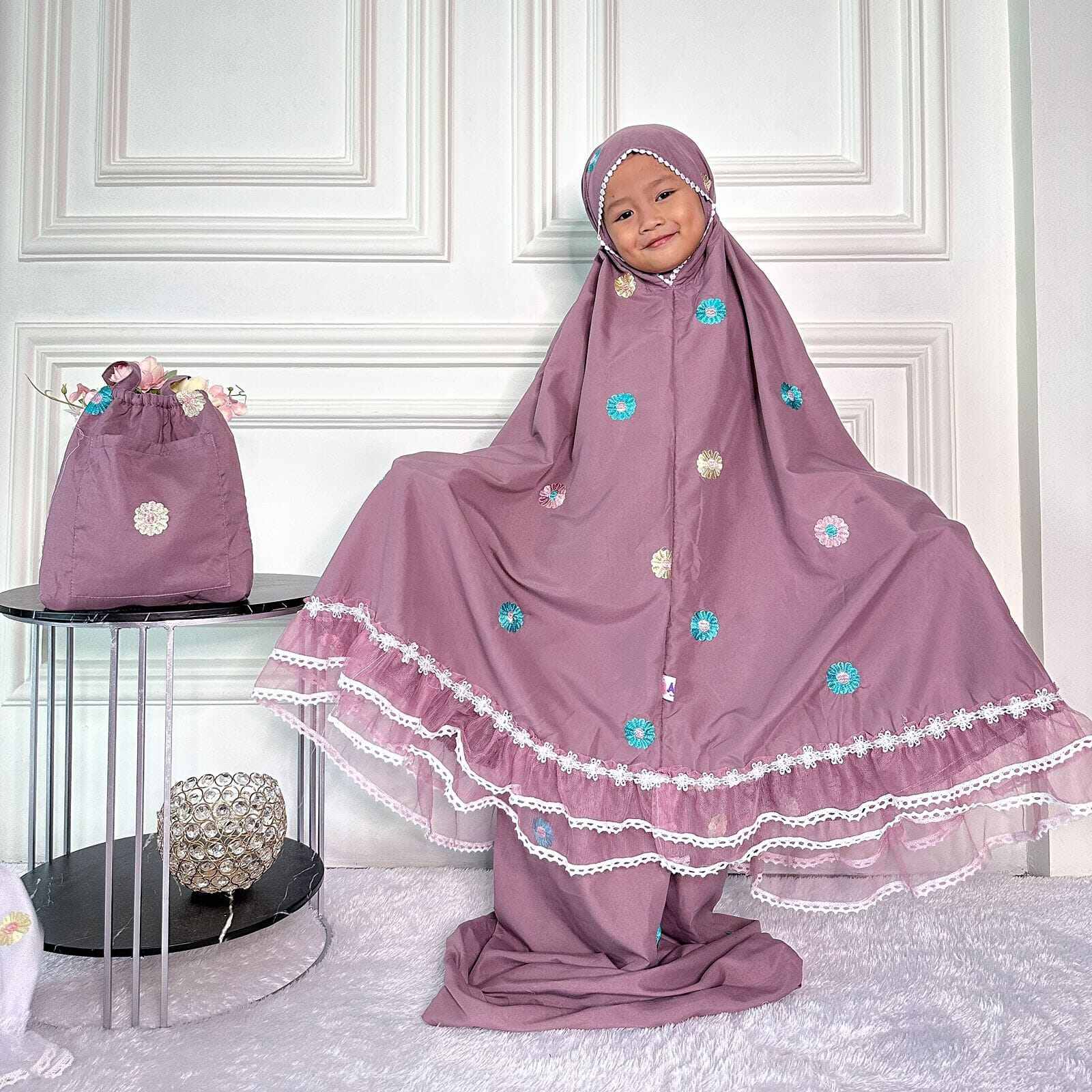 mukena anak terbaru usia 3 sampai 7 tahun mukena anak motif bunga bordir