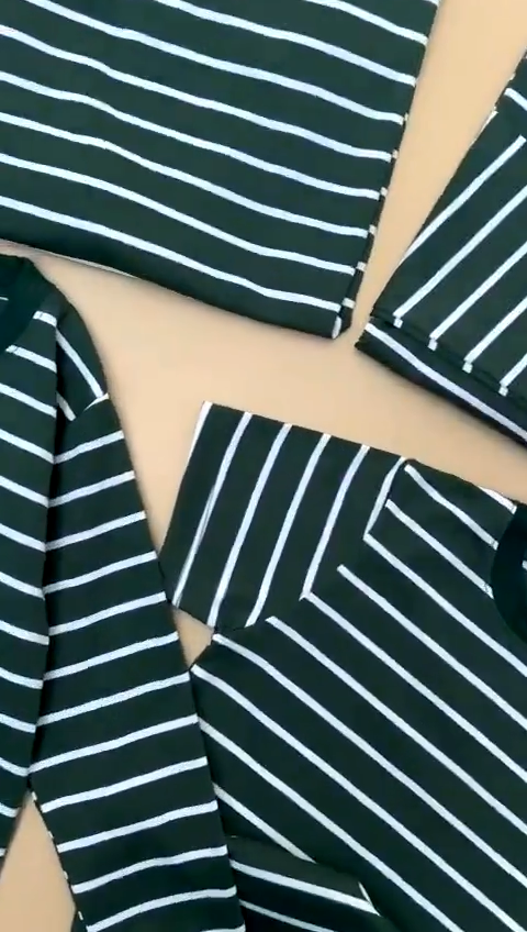 Kaos Anak Lengan Panjang Pendek Salur Strip 1 - 12 Tahun Unisex