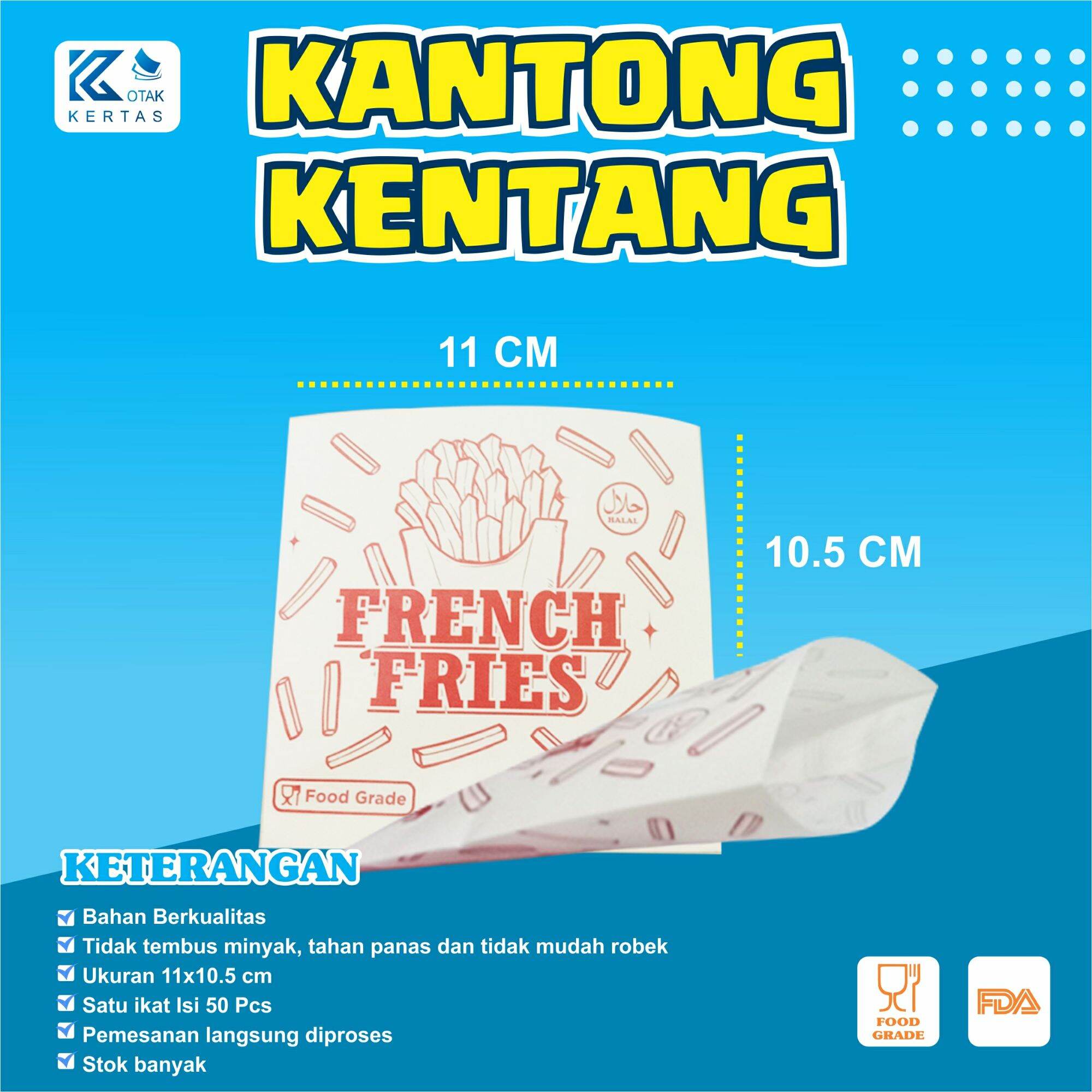 Kemasan French Fries Kantong Kentang Goreng Wadah Kentang Goreng Kemasan Kentang Goreng Crispy