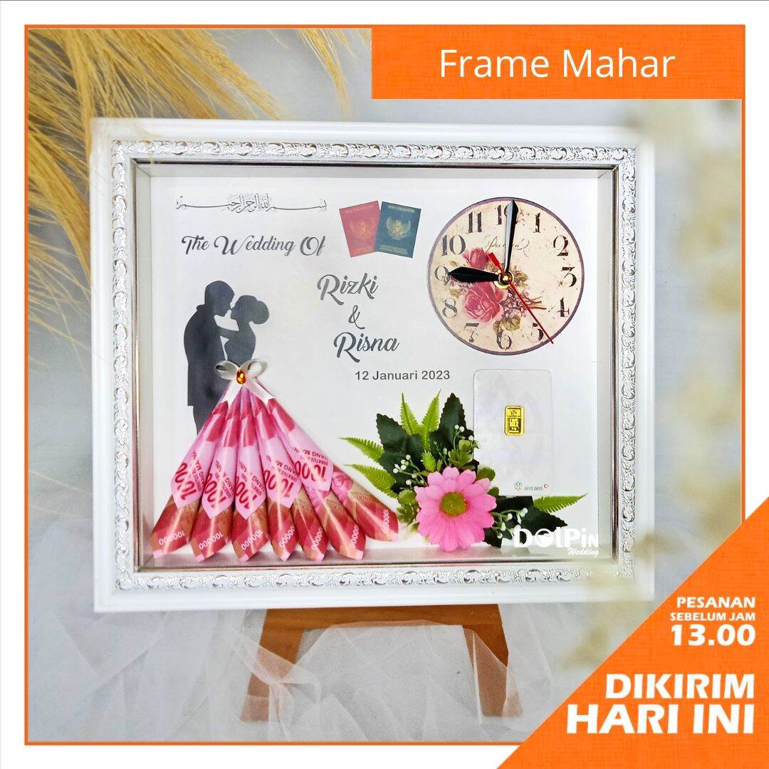 Dolpin/Mahar Bingkai Frame Uang dan Logam Mulia untuk Kado dan Seserahan Pernikahan