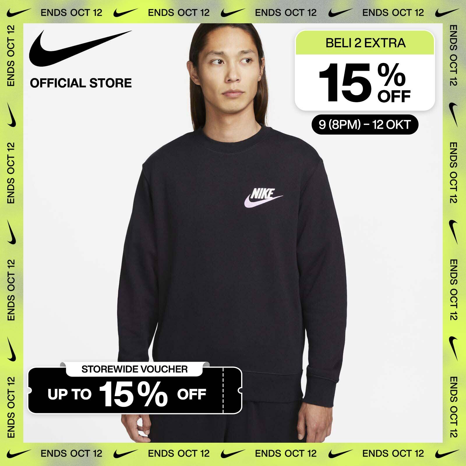 Nike Crewneck Pria Club French Terry Black [FB7685-010] Lazada