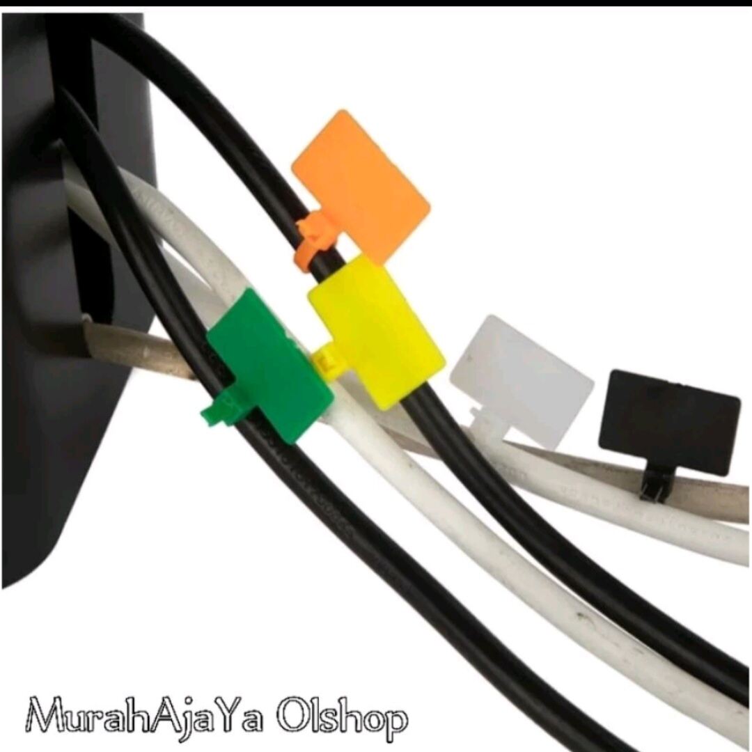 Kabel Tis Tie Ties + Label Nama / Kabel Label Marker Name Label Pengikat Warna Putih isi 50pcs dan 100pcs. 