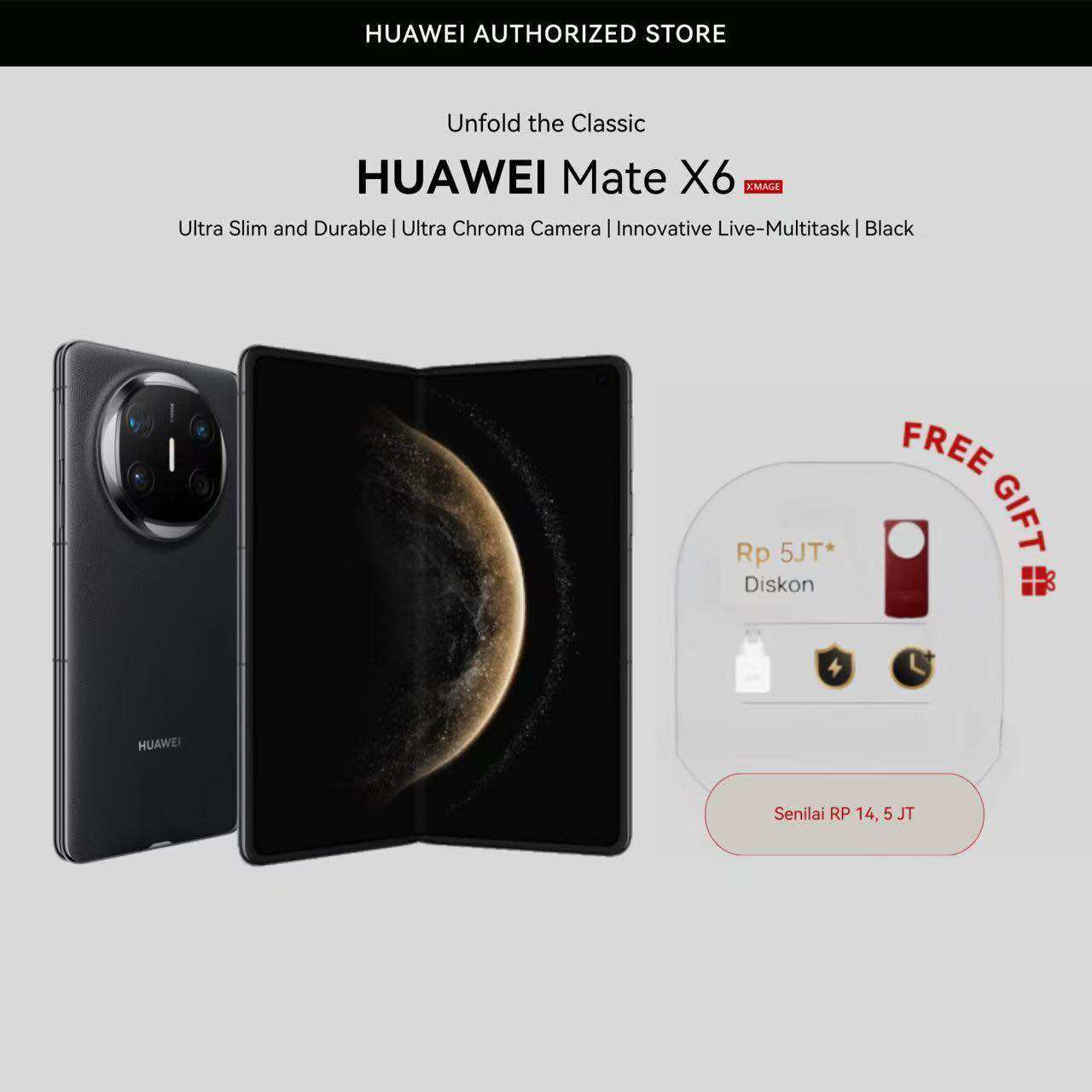 HUAWEI Mate X6 Smartphone | Ultra Slim and Durable | Ultra Chroma Camera | Ultra-long Battery Life Harga 24,999,000 rupiah*Gratis Ongkir