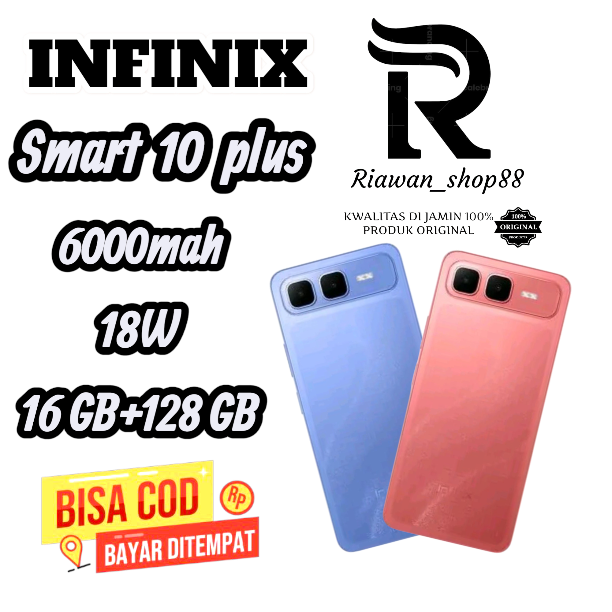 Infinix smart 10 plus ,Ram 16GB+128GB ,6000mah,NFC ,18W garansi resmi dan imei terdaftar Giá 1,495,000 Đồng*Miễn phí vận chuyển