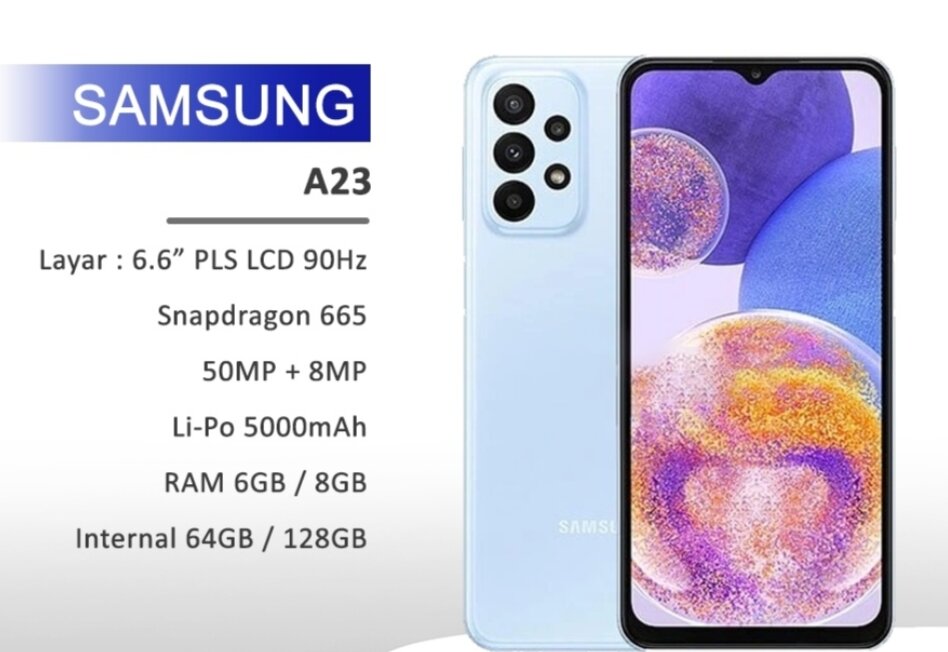 Samsung Galaxy A23 5g Ram 6/128 with NFC garansi resmi SEIN Harga 4,000,000 rupiah*Gratis Ongkir