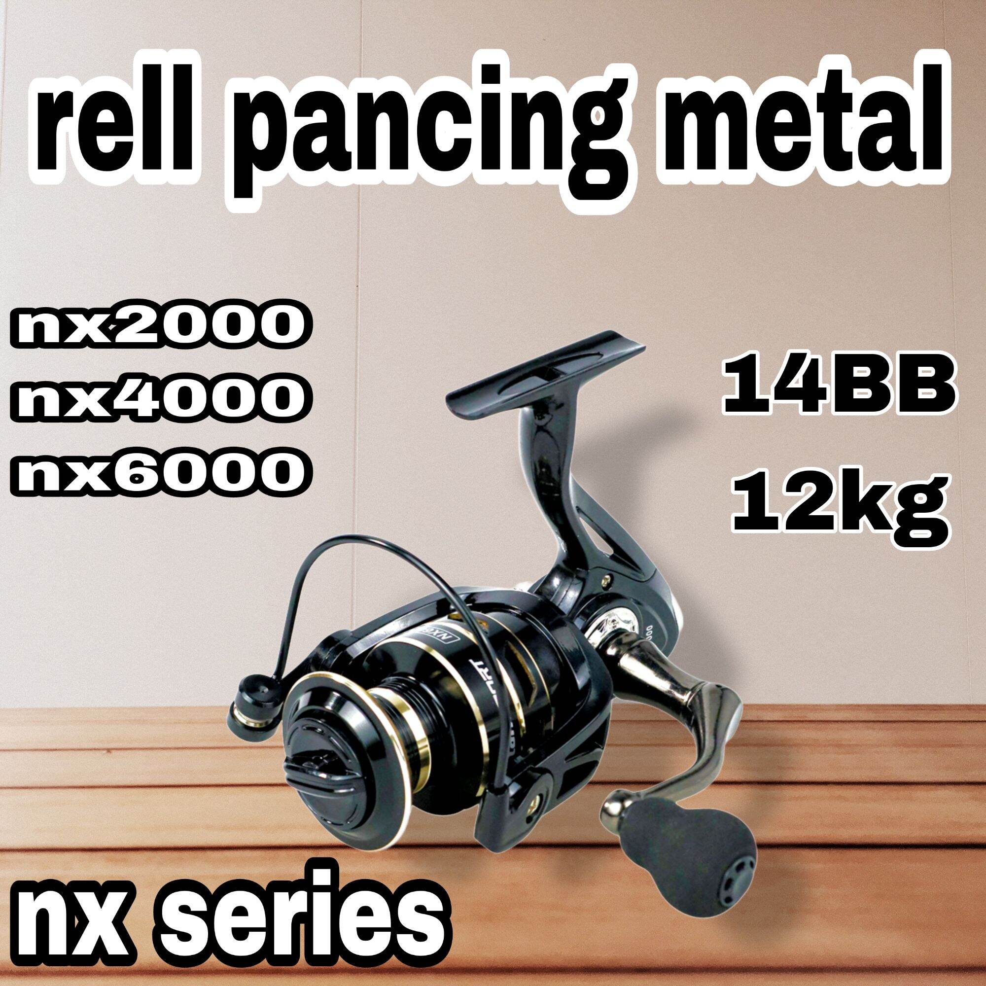 reel pancing gold sharking nx6000 metal body drag 12 kg 4.7:1 Gear Ratio -  Black