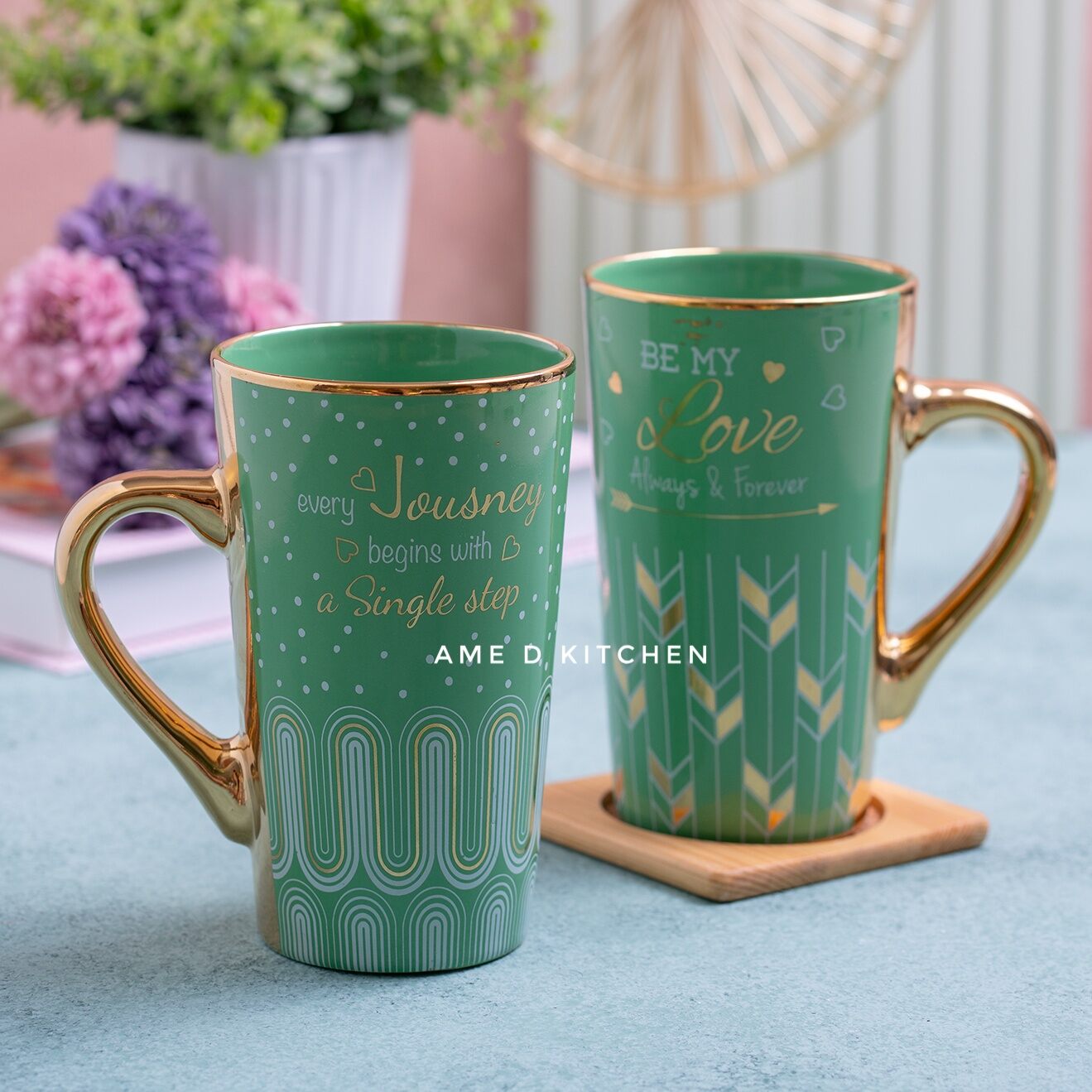Mug bijian premium keramik tinggi tosca gold