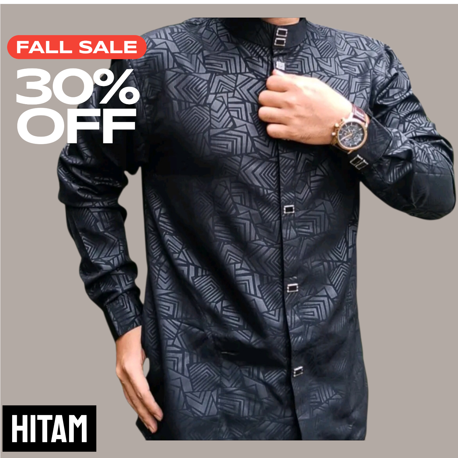 Sultan shirt black color shirt embossed button shirt kemko 2023