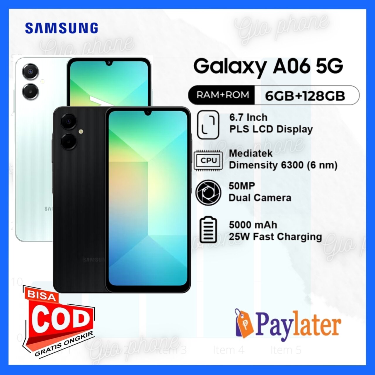 Samsung A06 5G 6/128 original garansi resmi Harga 2,178,000 rupiah*Gratis Ongkir