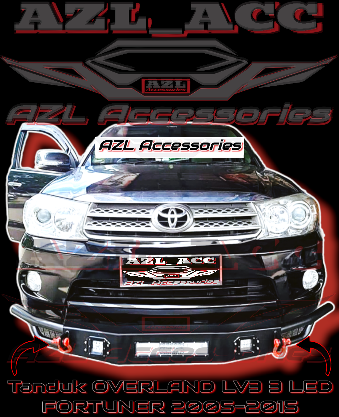 TANDUK DEPAN OVERLAND LV3 3 LED TOYOTA INNOVA/FORTUNER/VRZ/HILUX Harga 1,975,500 rupiah*Gratis Ongkir