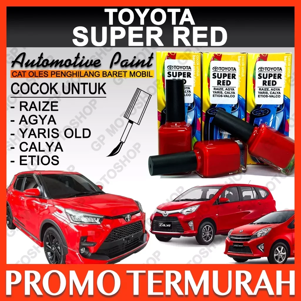 CAT OLES TOYOTA PENGHILANG BARET MOBIL, WARNA DIJAMIN SAMA PERSIS TOYOTA SUPER RED ( MERAH SOLID ) UNTUK MODEL TOYOTA: - AGYA, CAYLA - YARIS MODEL LAMA (YARIS BAKPAU) Harga 55,000 rupiah*Gratis Ongkir