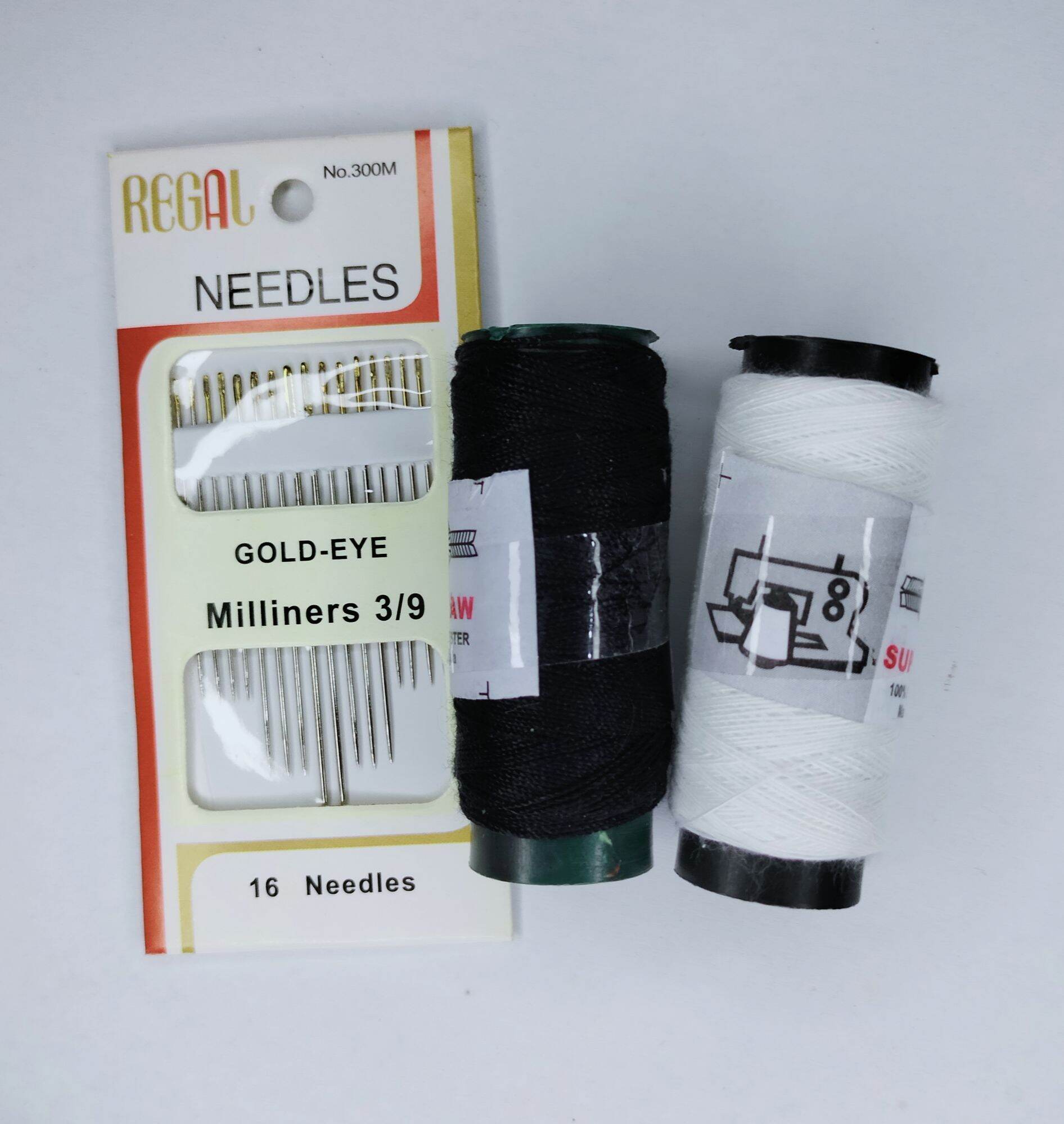 1 Paket Jarum Jahit Tangan Regal & Benang 2 putih hitam