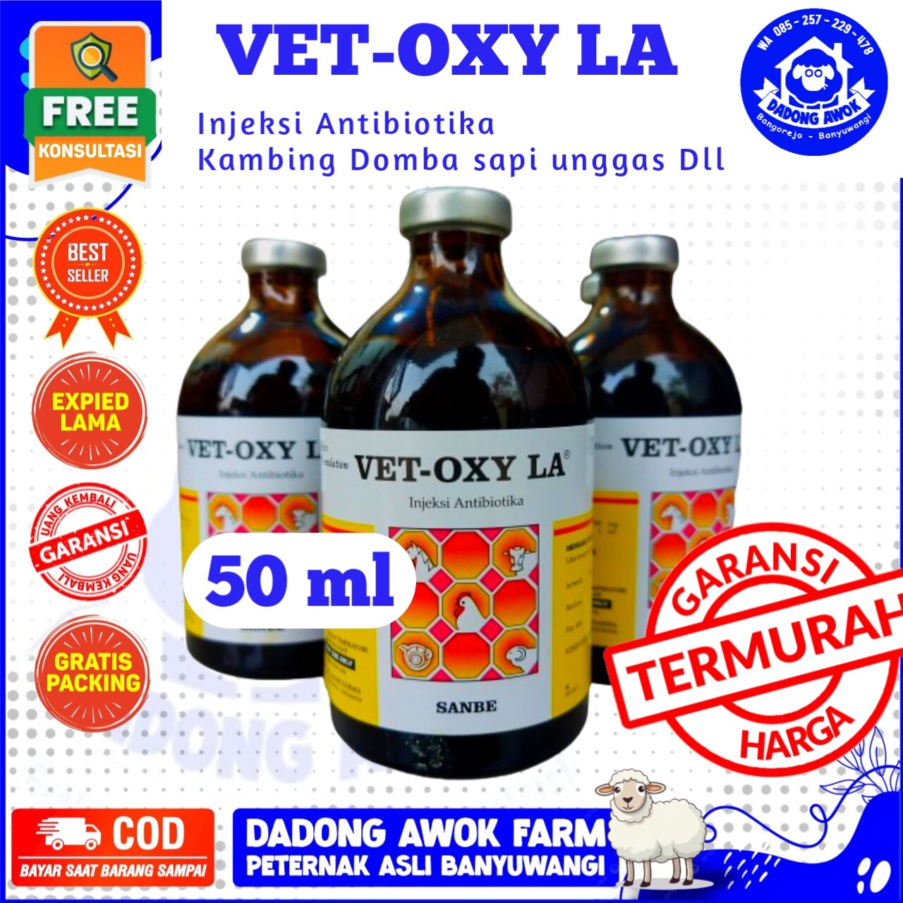 VET OXY LA 50 Ml Obat Antibiotik Hewan Long Acting LA Untuk vet-oxy-la-50-ml-obat-antibiotik-hewan-long-acting-la-untuk