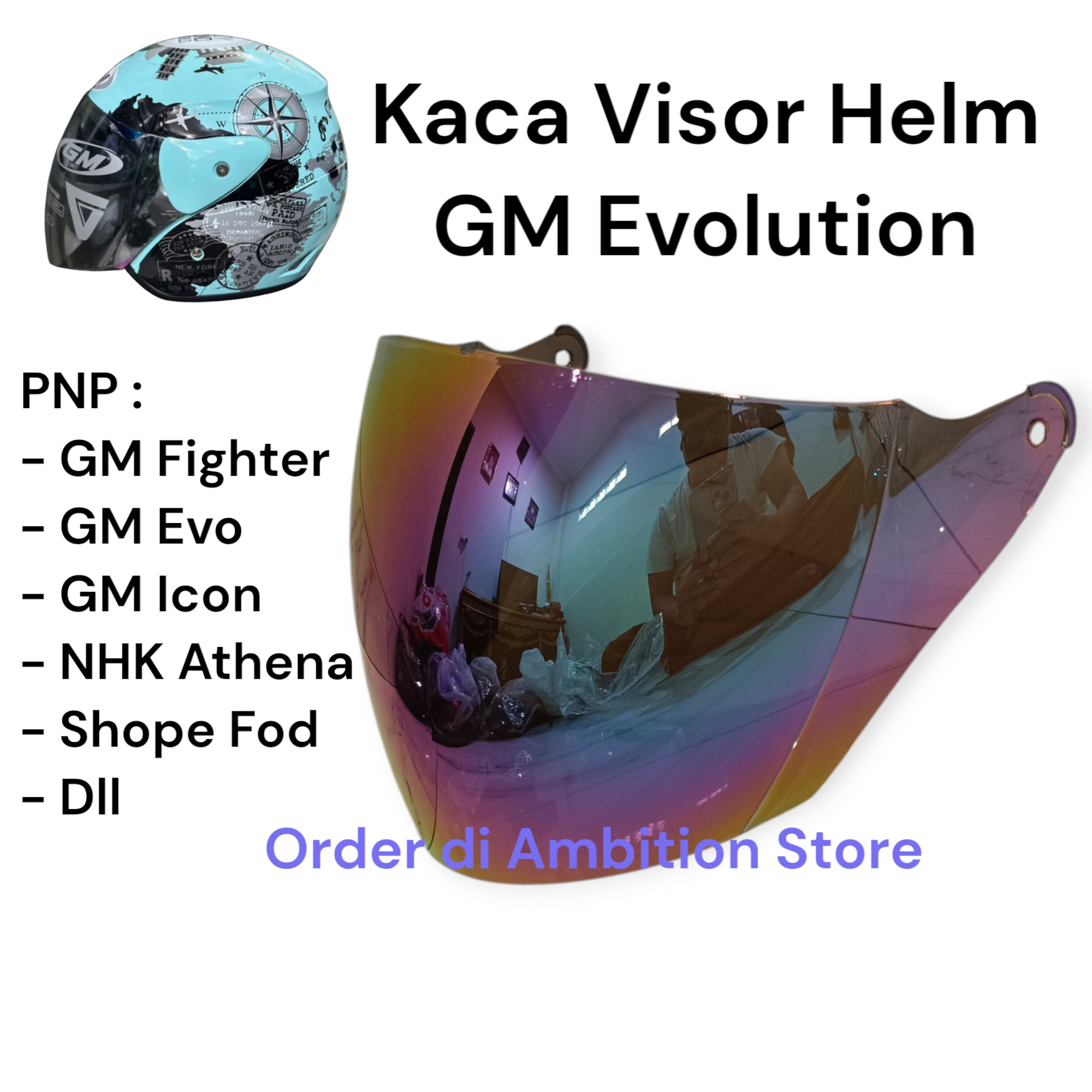 Kaca Visor Helm GM Evolution GM Fighter GM Evo Kaca Helm GM Koran Harga 16,900 rupiah*Gratis Ongkir