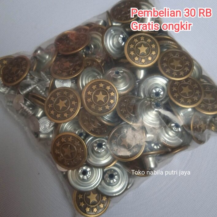 Kancing celana jeans isi 100 pcs dan Kancing jeans isi 50 harga glosiran