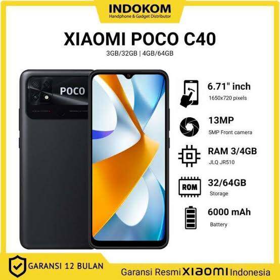 POCO C40 4/64 GB Harga 7,500,000 rupiah*Gratis Ongkir