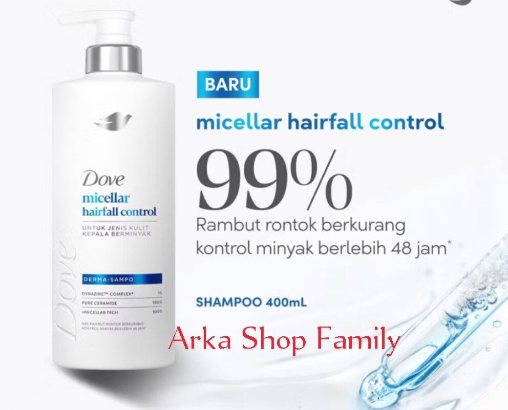 DOVE Micellar Hairfall Control Derma Shampoo 400ml Sampo Hair Fall ...