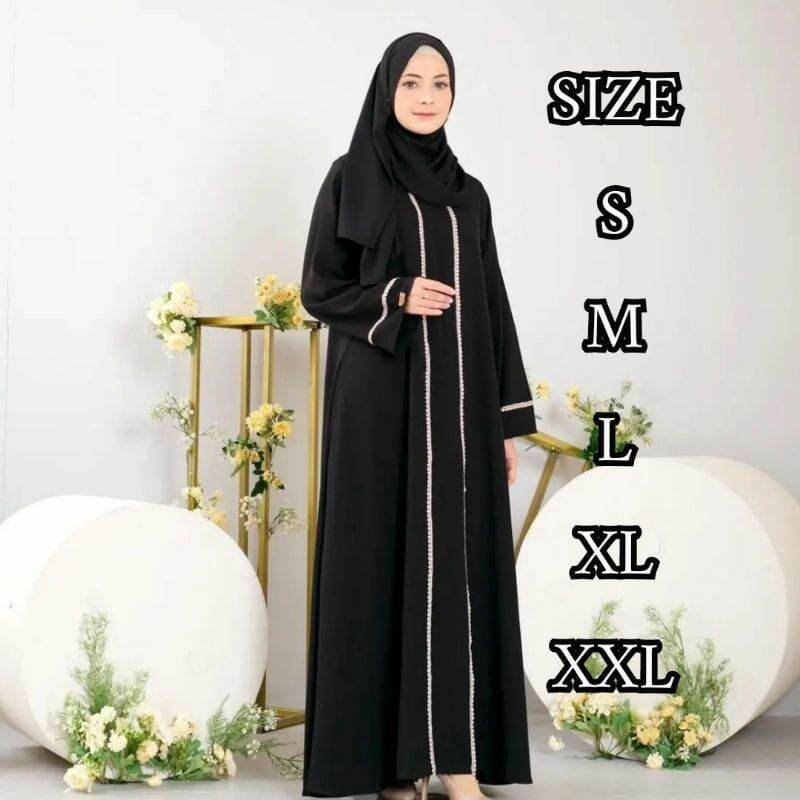 Gamis Syari Abaya Hitam jet black || Abaya Dress aesthetic Arabian ...