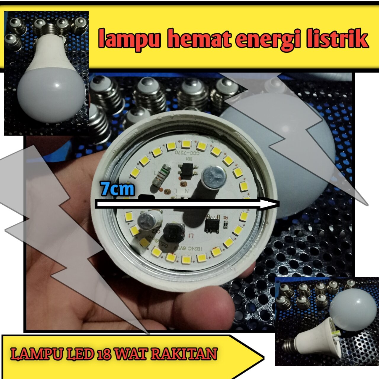 lampu LED 18 wat rakitan bahan alumunium siap nyala cocok untuk dijual lagi