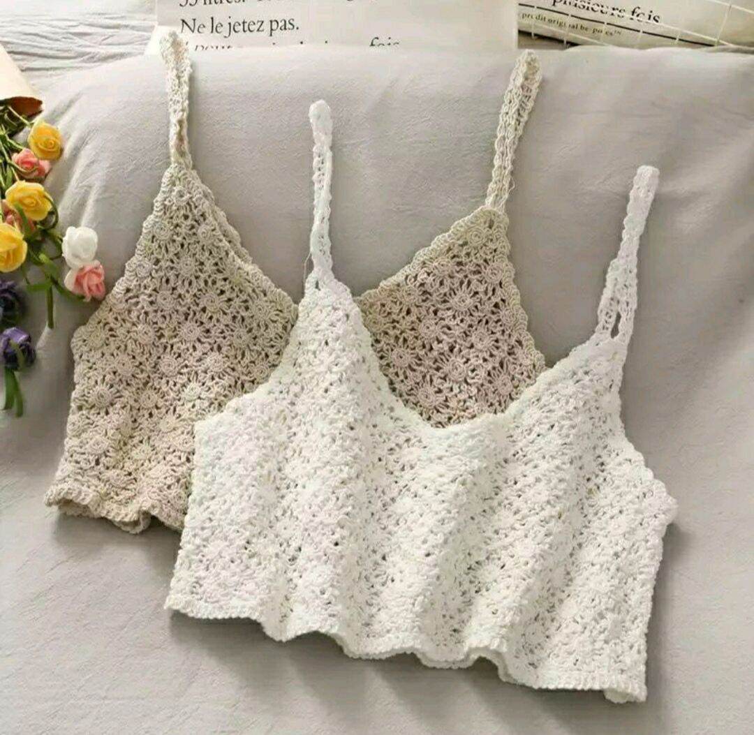 ROMPI RAJUT LACE VEST RENDA LACE CROP TOP MOTIF CORAK