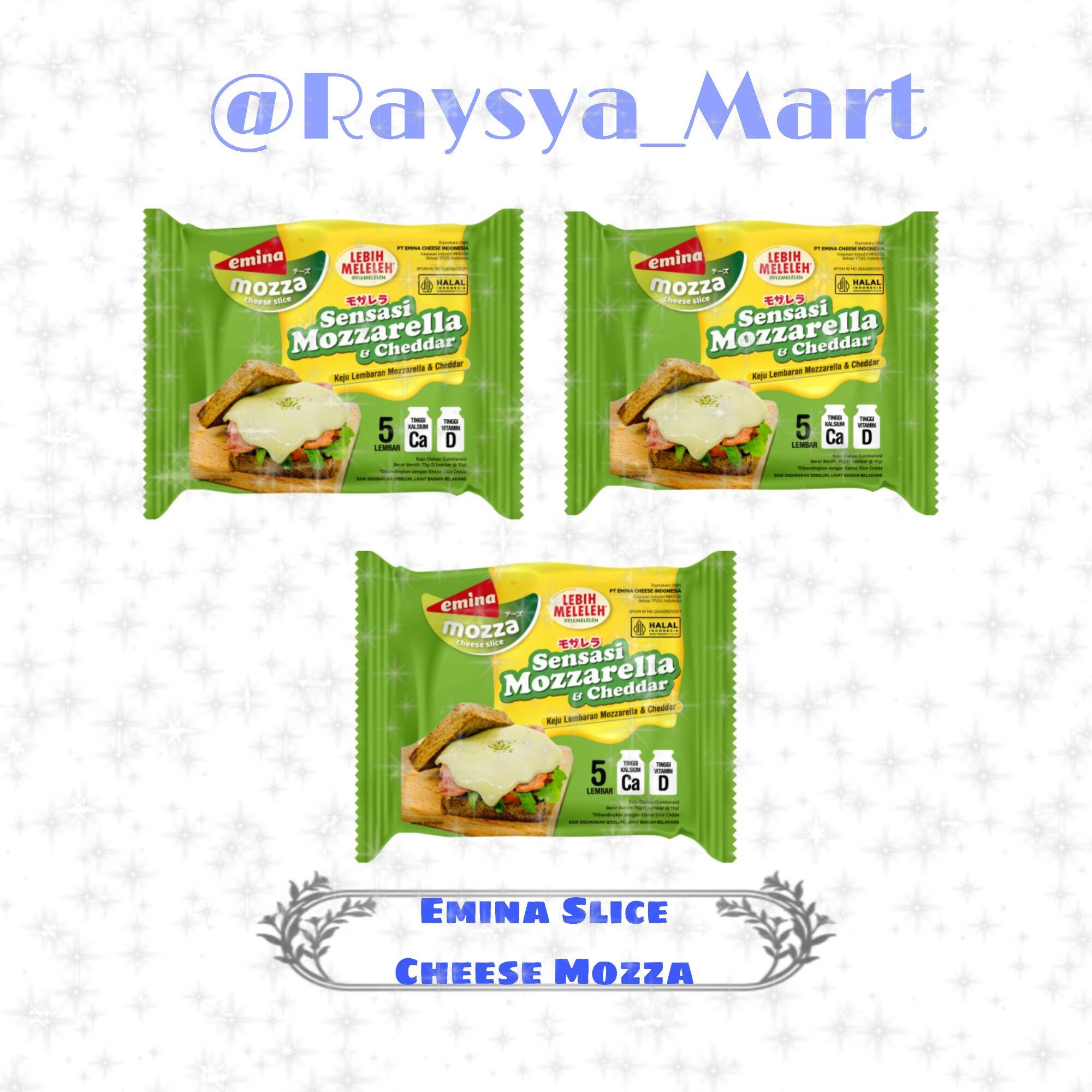 Emina Cheese Slice Mozza Keju Slice Mozza 75gr (isi 5 Lembar