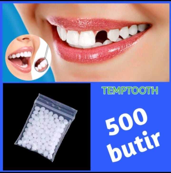 LEBIH BANYAK ISI 500 BUTIR Gigi palsu temptooth temporary tooth / gigi palsu penambal ompong berl...