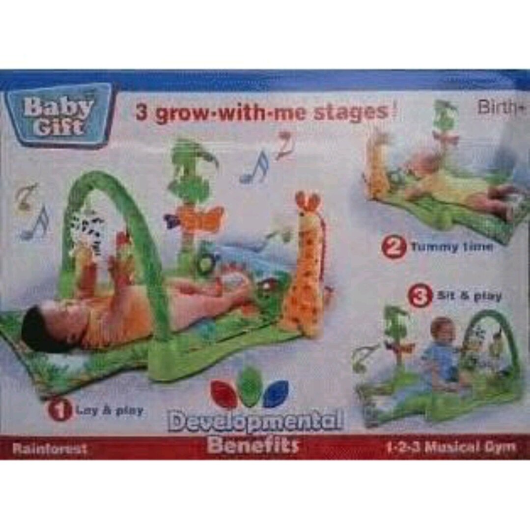 Baby Gym rainforest.Matras aktivitas bayi yg dilengkapi mainan,kaca,&suara yg sangat menghibur bayi