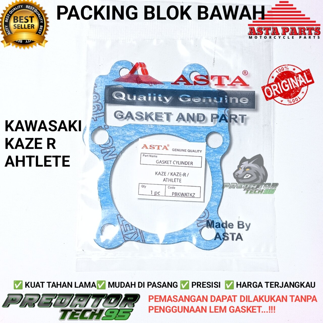 Asta Kawasaki Kaze R Athlete Lower Boring Block Gasket Harga 3,750 rupiah*Gratis Ongkir