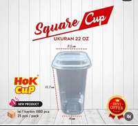 ( isi 25 Pcs ) Hok Cup Square + Tutup Ukuran 8 oz  12 oz  16 oz dan 22 oz Food Grade isi 25 Pcs