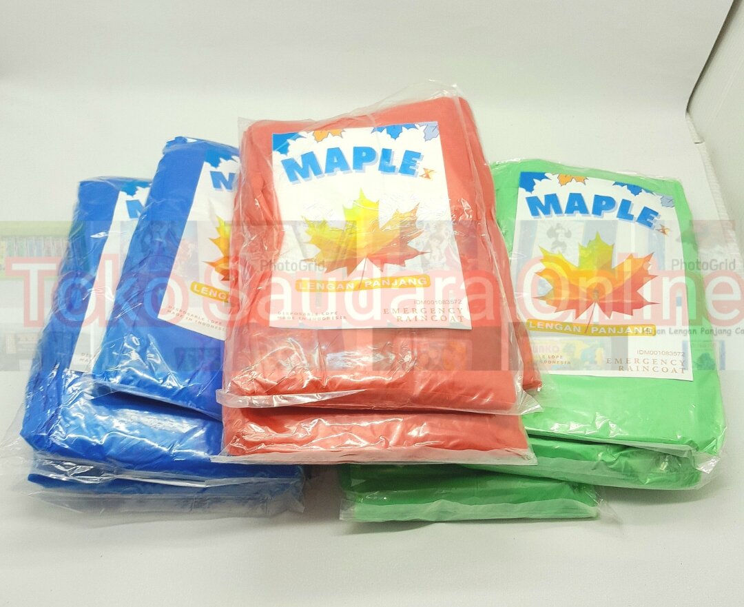 Paket 3 Lusin (36pcs) Jas Hujan Lengan Panjang Maple x Jas Hujan Ponco Jas Hujan Murah Berkualitas Harga 28,500 rupiah*Gratis Ongkir
