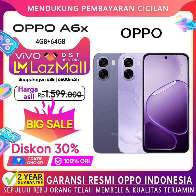 HP Oppo A6X 4/64GB Snapdragon 685 6500mAh 6.75 120Hz IP64 water & Dust resistance official warranty Giá 1,599,000 Đồng*Miễn phí vận chuyển