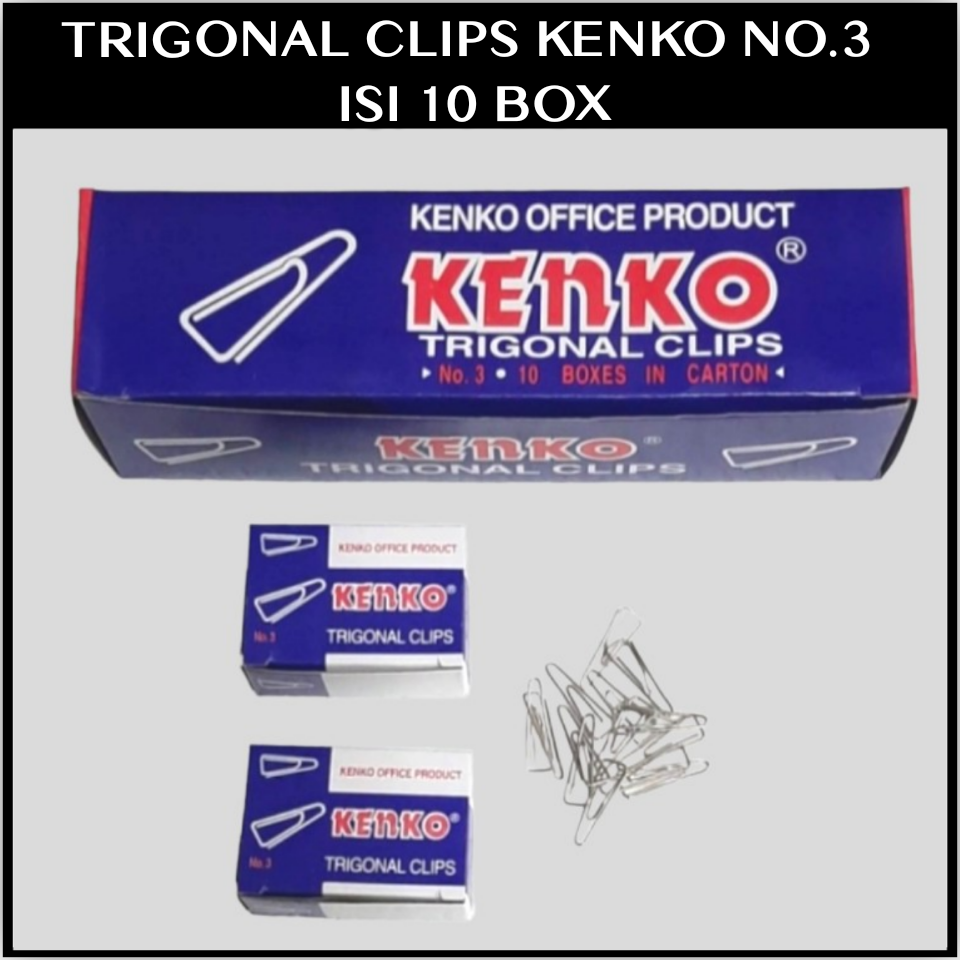 1 Pak Trigonal Clip Kertas / Paper Klip / Penjepit Kertas Kenko No.3