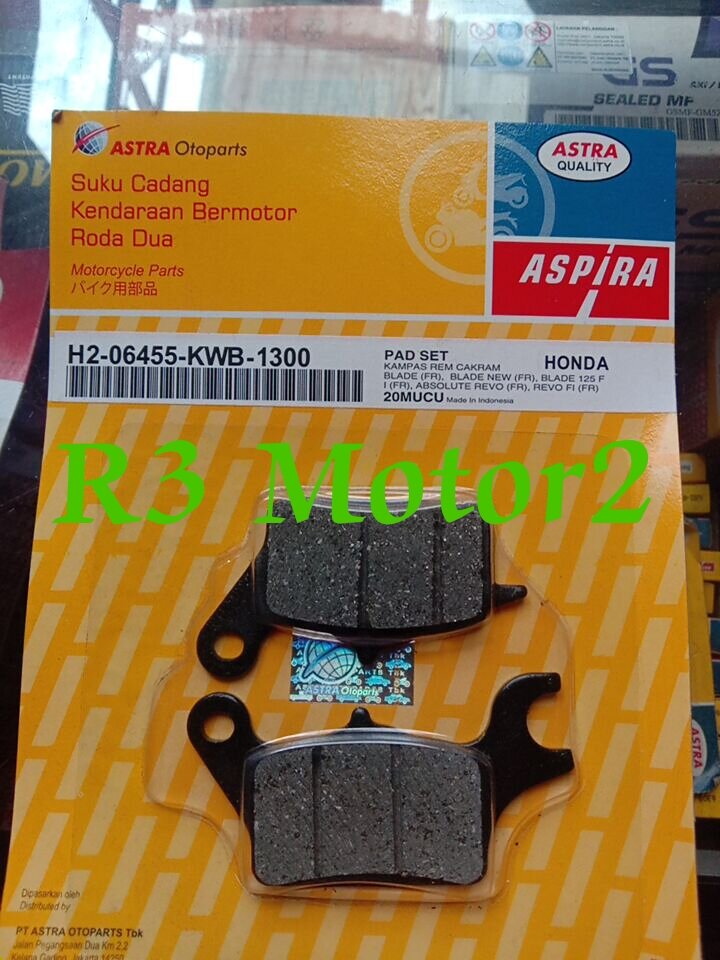 Kampas Rem Aspira Depan Cakram Aspira H Kwb Untuk Motor All Blade Absolute Revo Revo