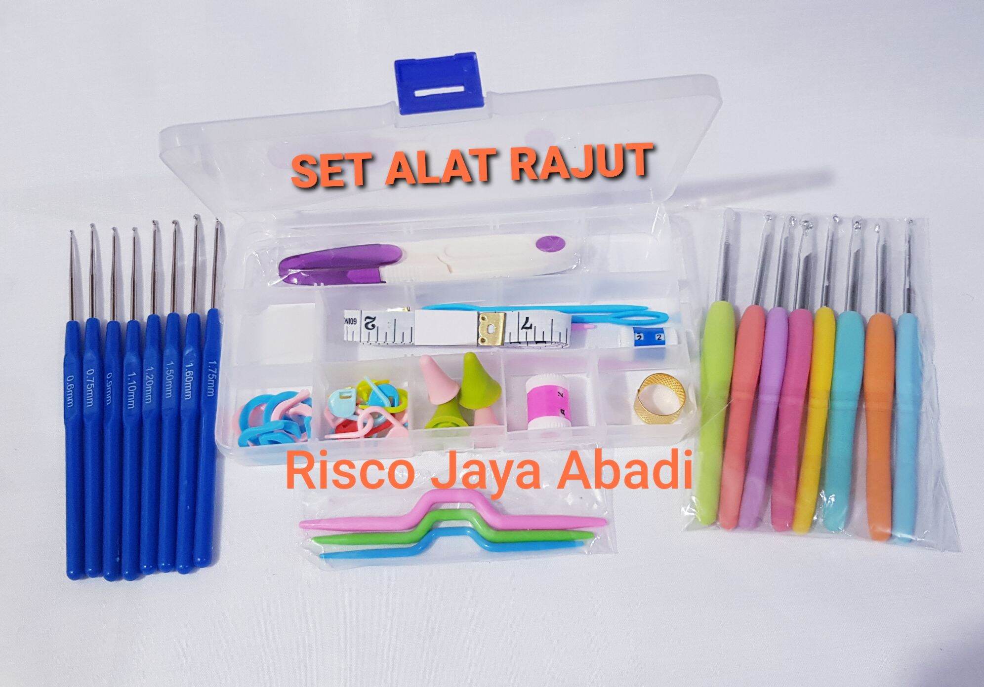 SET ALAT RAJUT HAKPEN DLL KOMPLIT + BOX PLASTIK