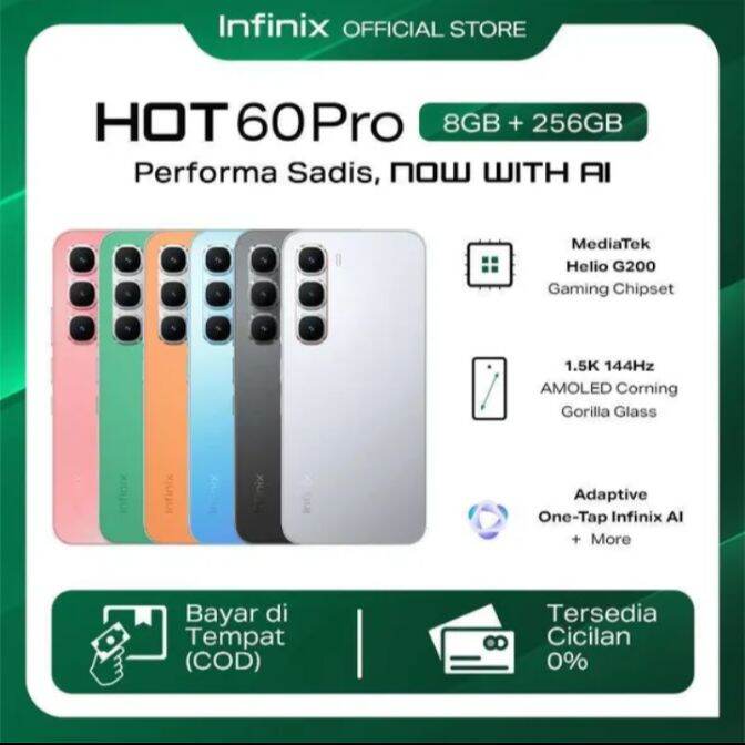 Infinix Hot 60 Pro 8/256GB official warranty Harga  2,375,000 Ringgit*Penghantaran Percuma