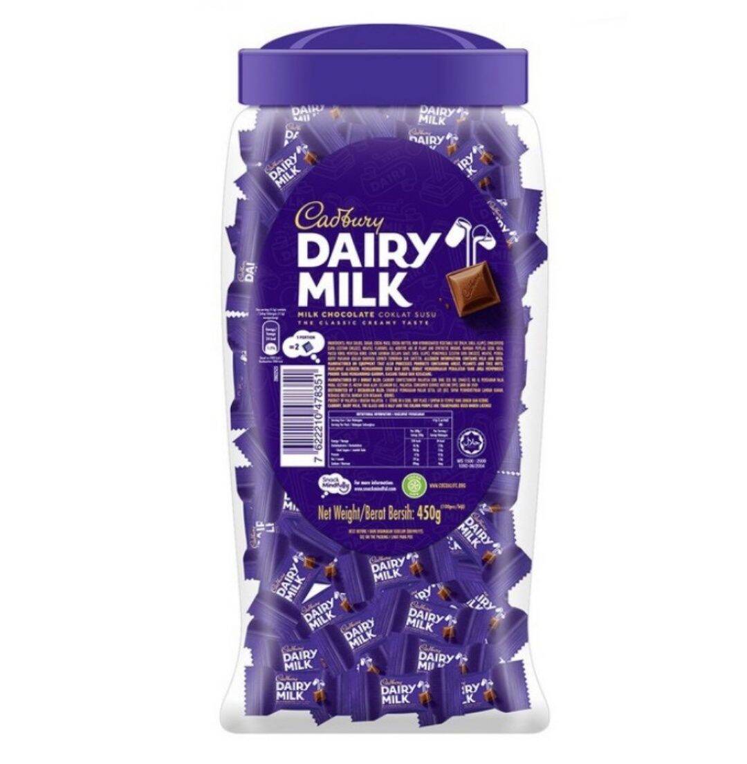 1 Toples isi 90 Cadbury dairy milk cadbury 4.5gr cadbury dairy milk