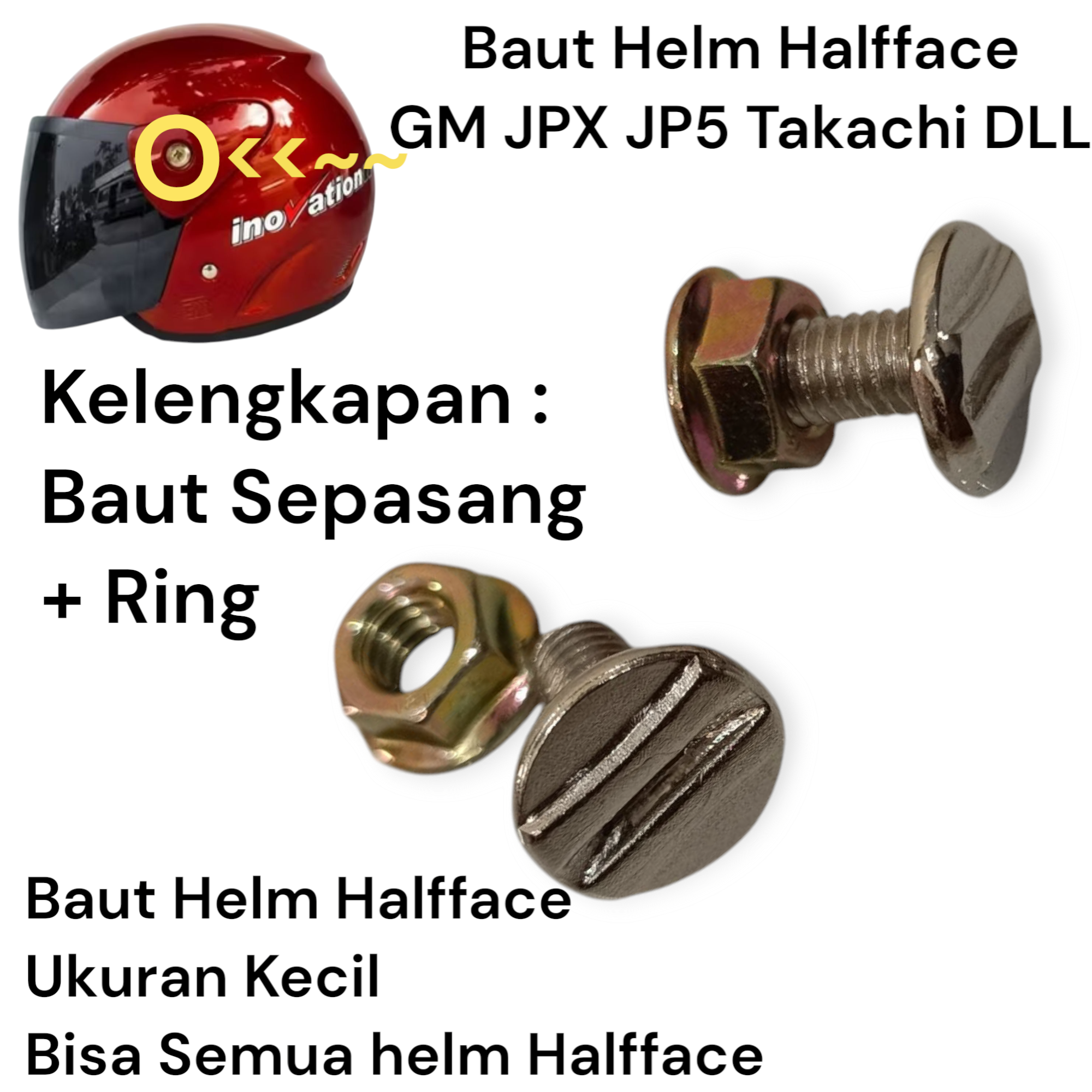 Baut Helm Halfface GM Evolution Inovation Helm JPX JP5 Baut Helm Ojol Giá 6,500 Đồng*Miễn phí vận chuyển